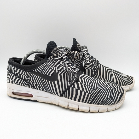 Nike SB Stefan Janoski Max Dazzle black white trippy geometric print shoe 9.5 - Picture 1 of 11